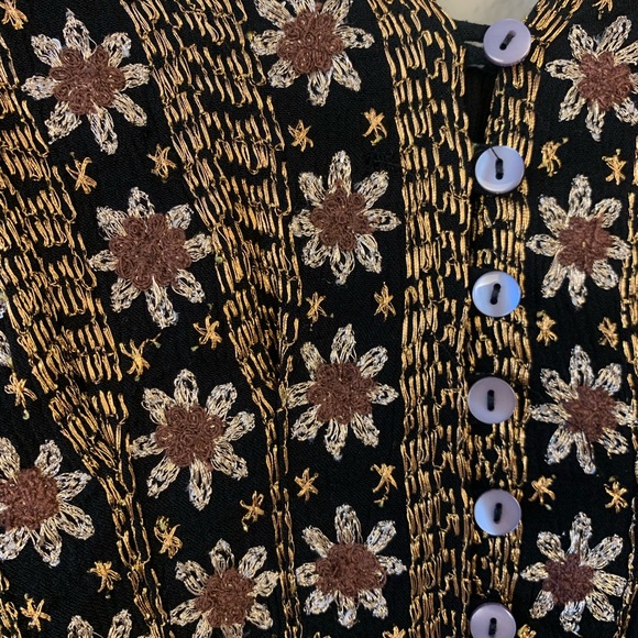 Free People Hearts Desire Black Rose Gold Embroidered Maxi Dress - Picture 6 of 9